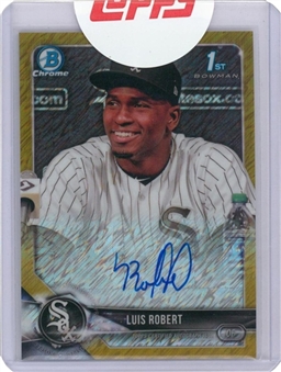 2018 Bowman Chrome Gold Shimmer Refractors #CPALR Luis Robert Signed Rookie Card (#06/50) – Topps Seal